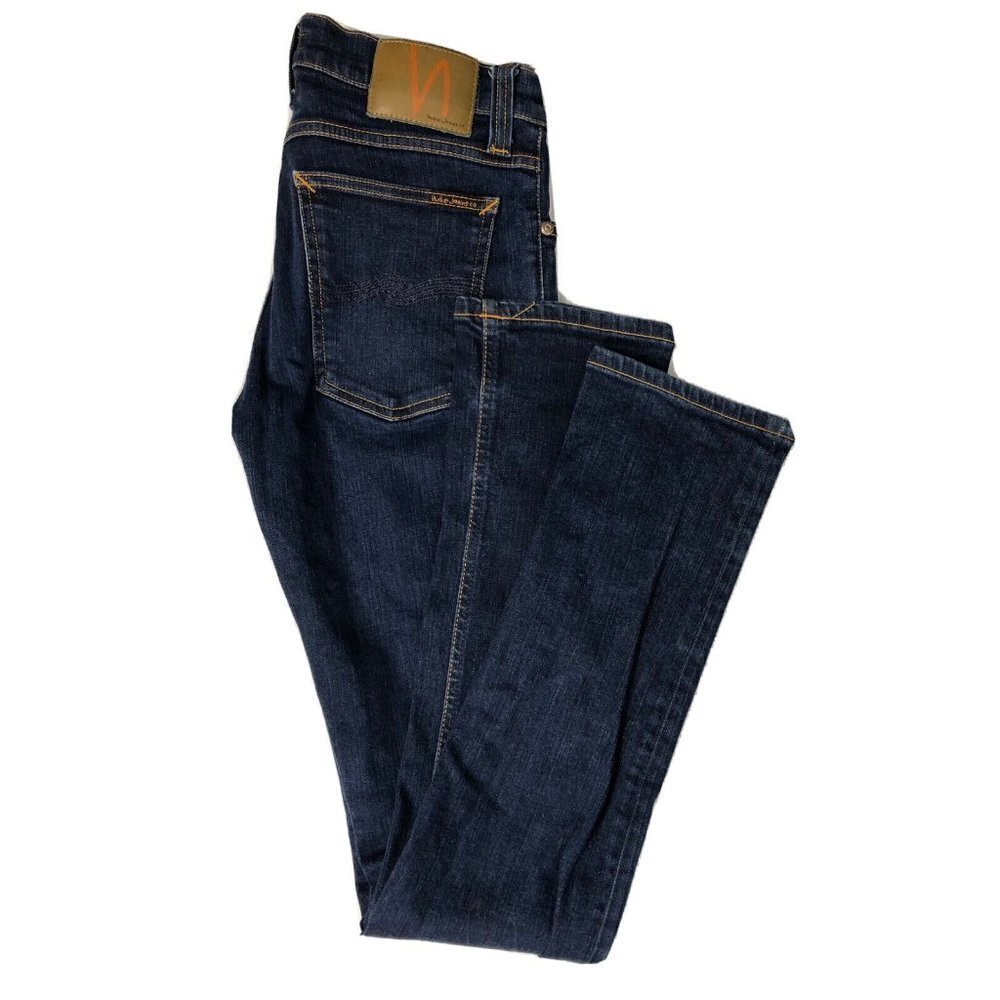 Nudie Jeans Tube Kelly Men 28x34 Blue Denim Jeans Straight‎ Leg Skinny Skinny